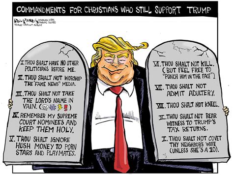 Political cartoon U.S. Christians ten commandments Trump corrupt ...