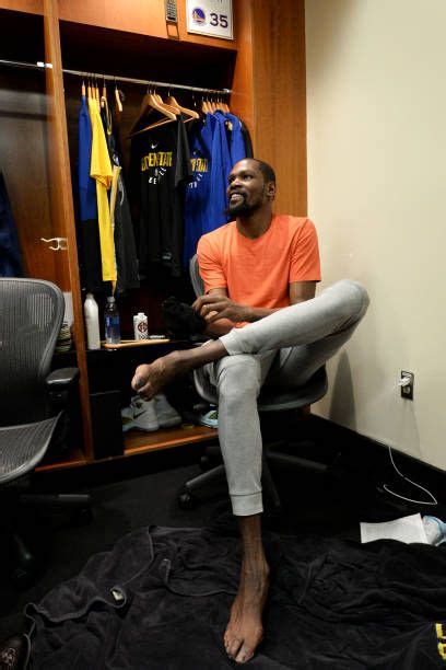 Kevin Durant Of The Golden State Warriors In The Locker Room After Game