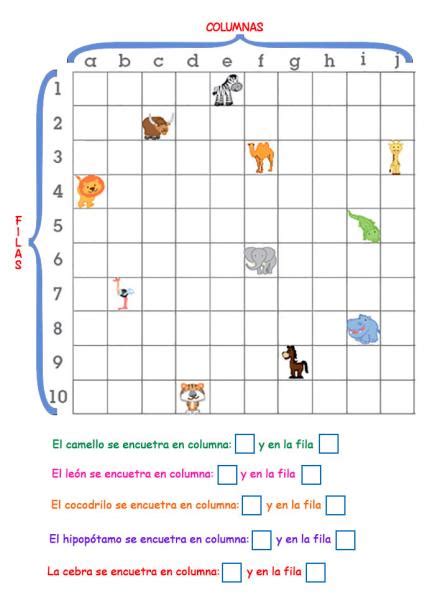 Print Map Quiz Filas Y Columnas Educaci N Primaria