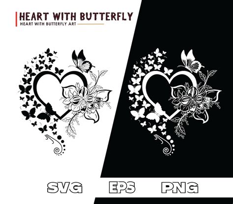 Heart Butterfly Svg Butterfly Heart Svg Butterfly With Heart Heart With Butterfly Love