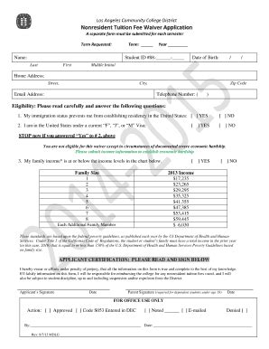 Fillable Online Lamission Laccd Nonresident Fee Waiver Application