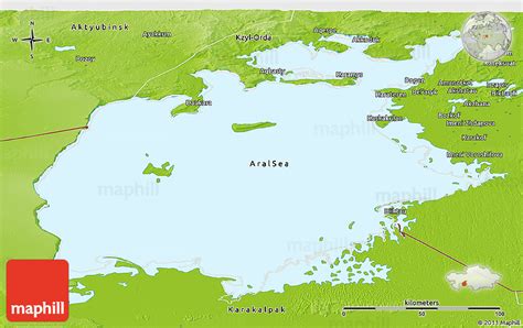 Physical Panoramic Map of Aral Sea