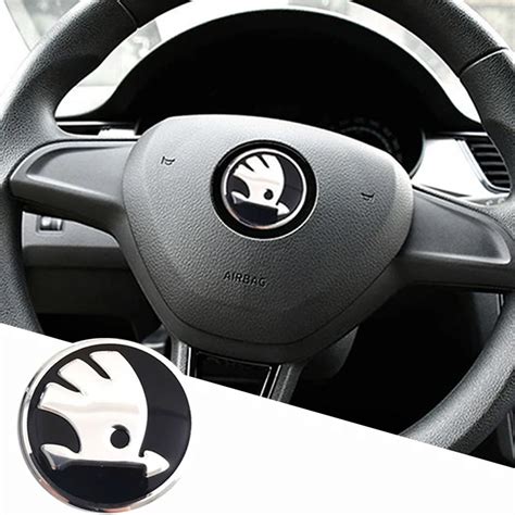 42mm Car Interior Steering Wheel Emblem Stickers For Skoda Koda Rapid