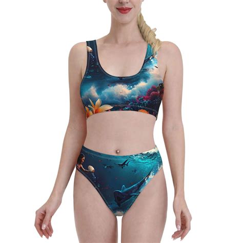 Kdxio Fantasy Underwater Adventure For Womens High Waisted Bikini Top Sports Style Two Piece