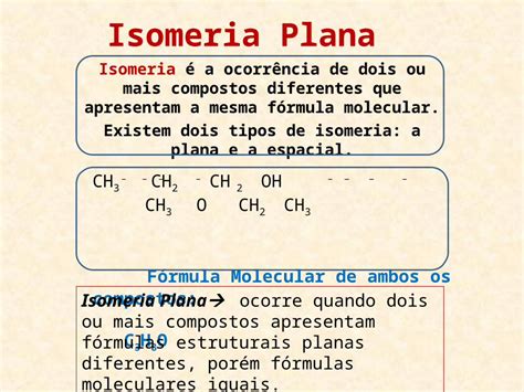 Ppt Isomeria Plana Isomeria A Ocorr Ncia De Dois Ou Mais Compostos