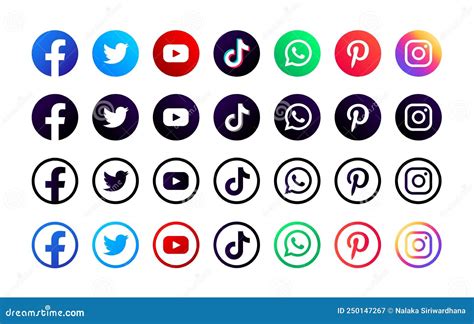 Serie Di Icone Dei Loghi Social Media Fotografia Editoriale