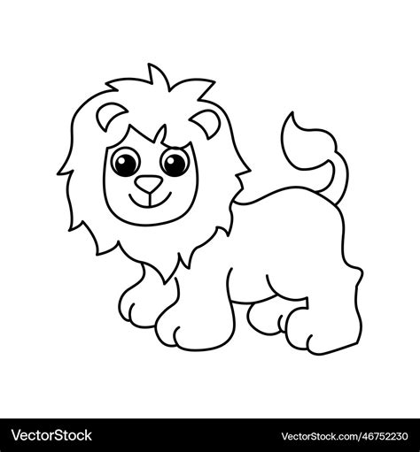 Lion cartoon coloring page for kids Royalty Free Vector