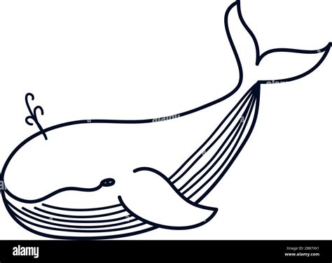 Cute Whale Icon Over White Background Minimalist Tattoo Concept Line