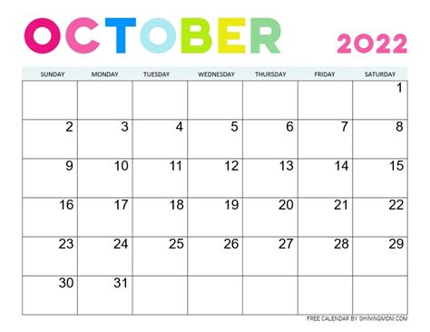 October 2022 Calendar 18 Beautiful Free Printables For You