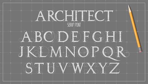 Blueprint architecture font. Capital sans serif letters alphabet. Sketch vector plan design ...