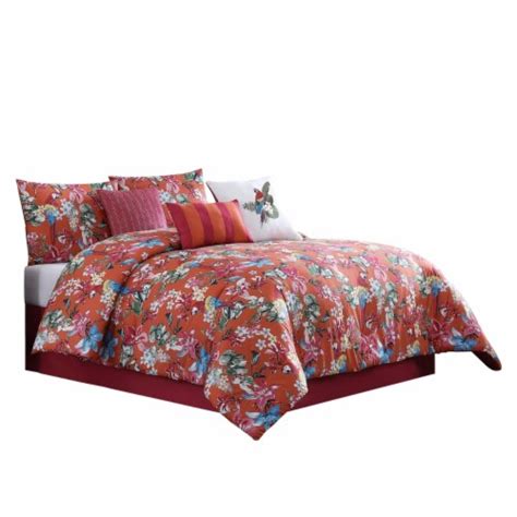 7 Piece King Comforter Set With Printed Floral Pattern, Multicolor ...