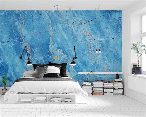 3d Abstract Background Marble Texture Blue Wall Mural Wallpaper Gd 2565 Jessartdecoration