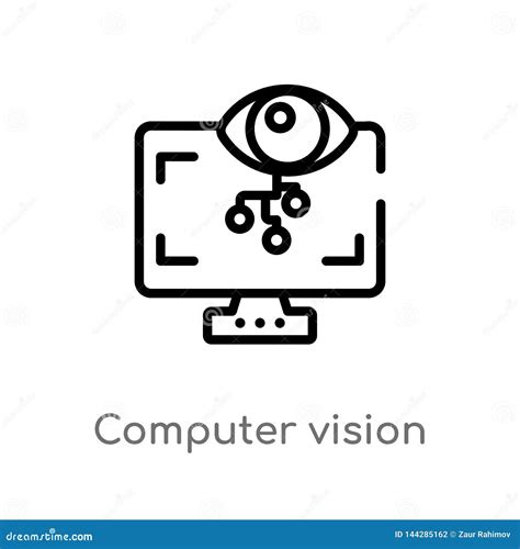 Outline Computer Vision Vector Icon Isolated Black Simple Line Element