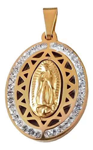 Dije Virgen Guadalupe Medalla Oval Cristales Virgencita Cuotas Sin