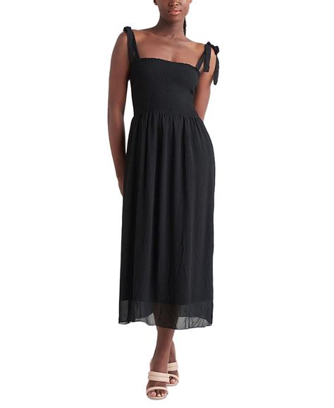 Black Tape Tie Shoulder Smocked Maxi Dress Macys