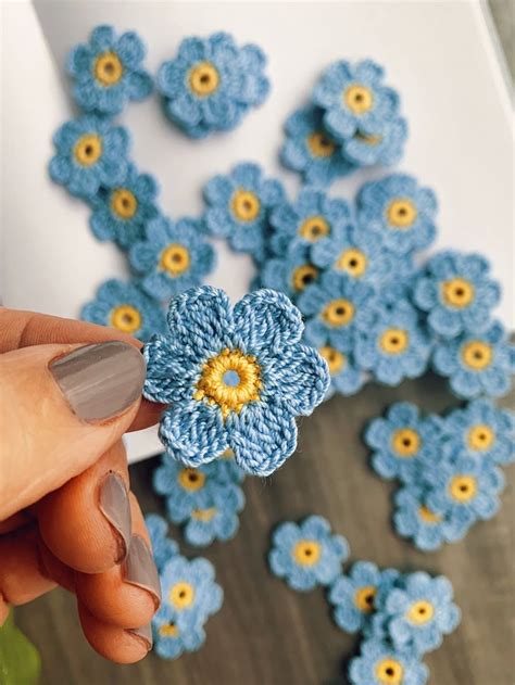 10 Small Forget Me Not Flower Applique Scrapbook Supplies Journal Kit