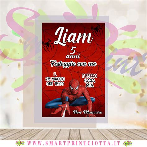 Invito Biglietto Digitale O Cartaceo Personalizzato A Tema Spiderman