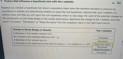 Solved Factors That Influence A Hypothesis Test With The Chegg