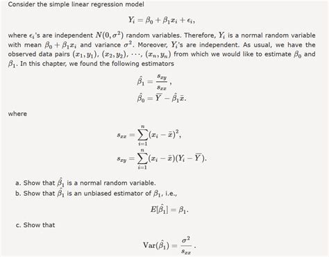 Solved Consider The Simple Linear Regression Model Where Chegg