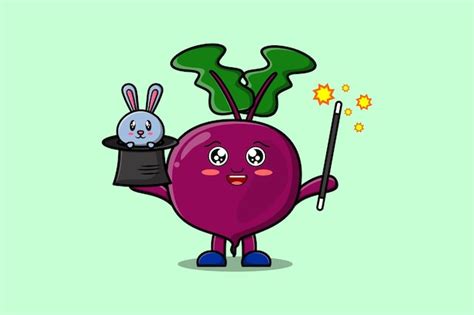 Lindo Personaje De Mago Beetroot De Dibujos Animados Con Personaje De