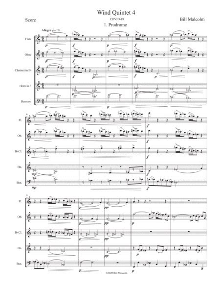 Wind Quintet 4 Sheet Music Bill Malcolm Woodwind Ensemble