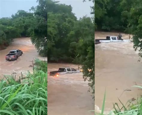 Caminhonete Tenta Passar Por Enxurrada E Fica Encalhada Em Mt Veja