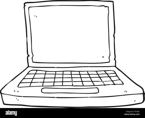 freehand drawn black and white cartoon laptop computer Stock Vector ...