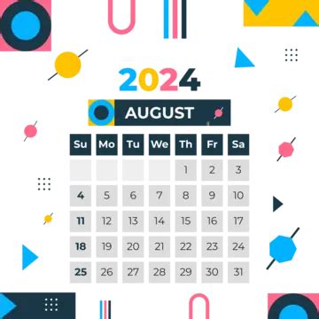 August Kalender Vektor August Kalender August