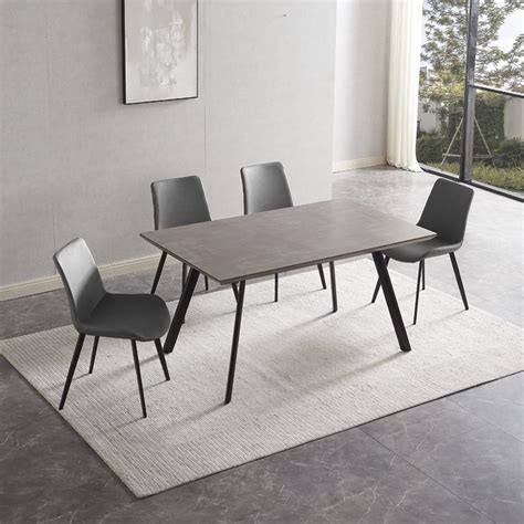 Zckycine Modern Mid Century Dining Table 5 Piece Kitchen Table Set For 4 People