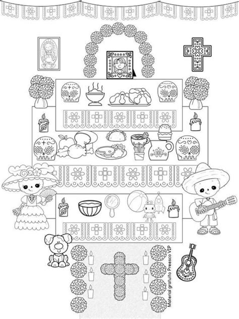 Altar De Muertos 5 Dibujos Para Colorear Imprimir Y Poner En La Ofrenda De Día De Muertos