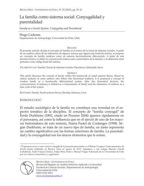 Pdf La Familia Como Sistema Social Conyugalidad Y Parentalidad