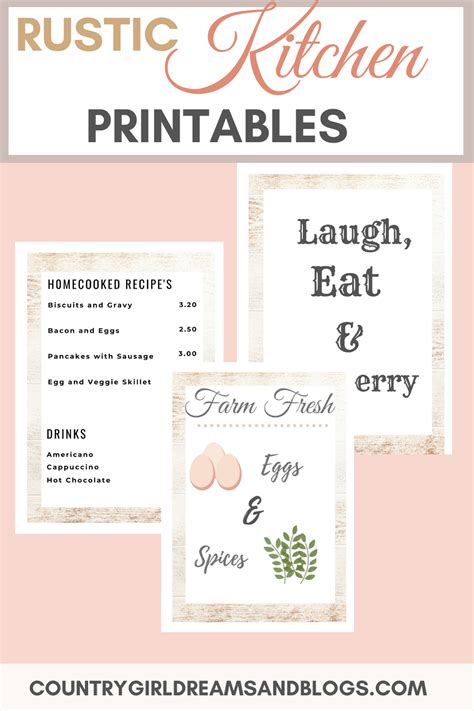 Rustic Kitchen Printables