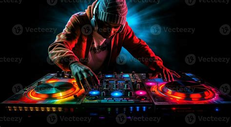 Ai Generated Dj In Action Dj At Work Dj Is Mixin Music Close Up Of