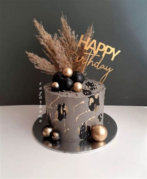 Modern Black And Gold Birthday Cake For Him