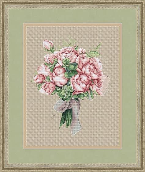 Pink Roses Bouquet Cross Stitch Pattern Rose Cross Stitch Pattern