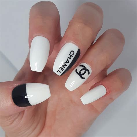 COCO Print Press On Nails Chanel Nail Art Acrylic Nail Designs