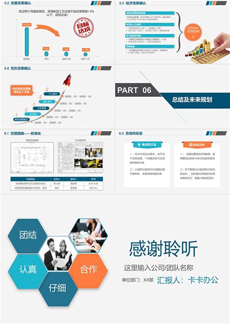 蓝色简约qcc品管圈小组活动成果汇报ppt模板下载卡卡办公