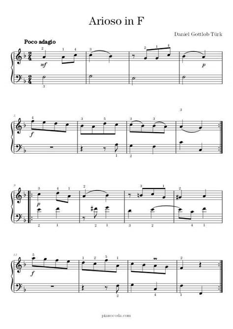 Arioso In F Free Sheet Music Pianocoda