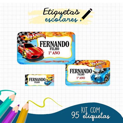 Etiqueta Escolar Personalizada Hot Wheels In Hot Wheels Hot