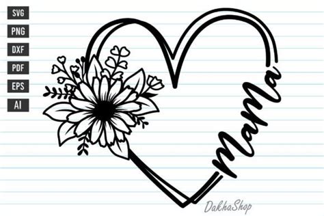 Mothers Day Svg Mama Flower Heart Svg Graphic By Dakhashop · Creative Fabrica