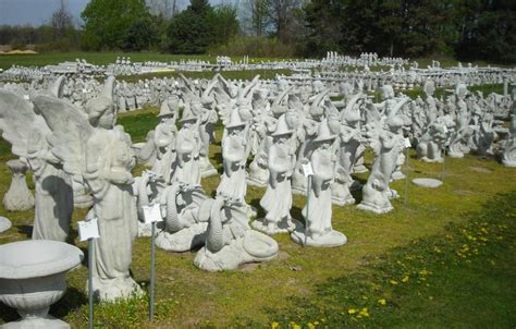 Different view of some of the concrete garden statues at Warmbier Farms ...