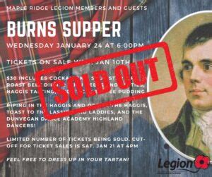 Burns Night Sold Out Maple Ridge Royal Canadian Legion