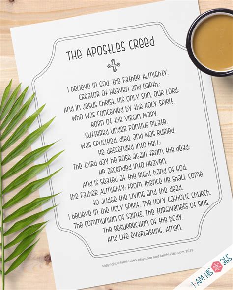 The Apostles Creed Prayer Printable