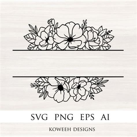 Split Floral Frame Svg Floral Monogram Border Floral Border - Etsy Canada