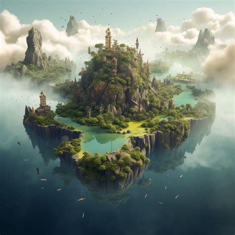 Island Floating In The Sky Fantasy Drawings 3d Fantasy Fantasy Castle