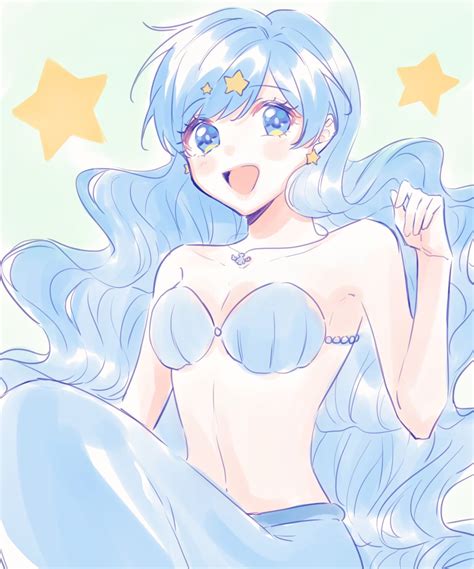 Rule 34 Blue Hair Hanon Hosho Houshou Hanon Long Hair Mermaid Melody