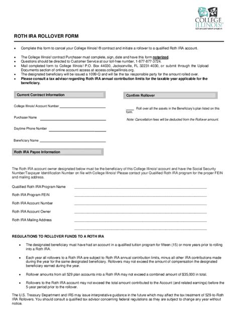 Fillable Online Ci Roth Ira Rollover Form Fax Email Print Pdffiller