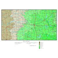 Large detailed administrative map of Oklahoma state with roads ...