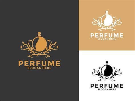 Design De Logotipo Da Golden Nature Perfume Bottle Modelo Vetorial Do