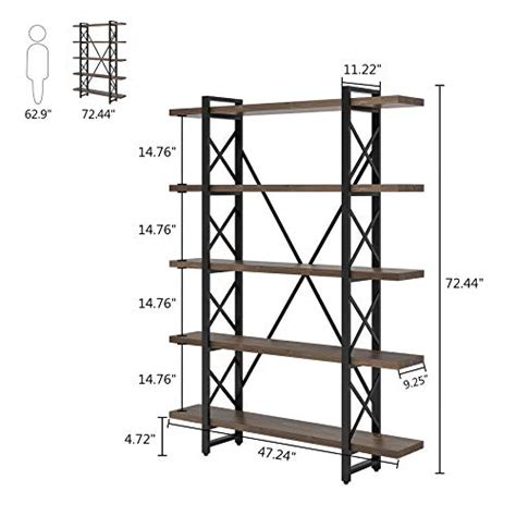 Tribesigns Rustic Solid Wood Shelf Industrial Style Bookcase And Book